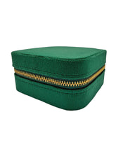 Samt Schmuckkästchen Organizer für Reisen in Smaragd Grün mit Spiegel von Lymaja