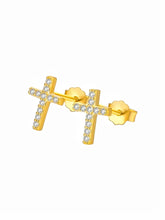 Zirkon Kreuz Ohrstecker Ohrringe in gold aus Edelstahl von Lymaja Jewelry