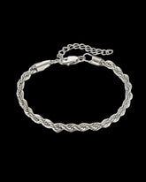 Männer Seil Armkette aus 4 mm Edelstahl in Silber mit Karabinerverschluss