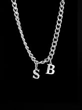 Silberne 5mm Panzerkette für Männer mit 10mm Buchstabenanhänger S und B