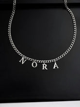 Cuban Partnerkette aus silbernen Edelstahl mit bis zu 8 Buchstaben-Anhängern, Panzerkette - LYMAJA