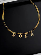 Cuban Partnerkette aus vergoldetem Edelstahl mit bis zu 8 Buchstaben-Anhängern, Panzerkette - LYMAJA