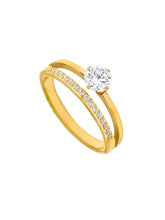 Glamour Doppelring mit Zirkon Steine aus Edelstahl 18k vergoldet von Lymaja Jewelry