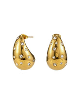 Tropfenförmige Ohrringe aus Edelstahl, vergoldet mit Perle und Zirkonia