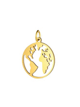 Travel Charm Anhänger mit Weltkartenmotiv, gold 316L Edelstahl, 18k vergoldet