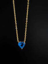 Blaue Herz Halskette mit Zirkonia Anhänger aus 18K Gold vergoldetem Edelstahl