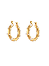 Vergoldete Creolen mit Perlenbesatz – LYMAJA