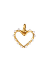 Herzförmiger Charm mit Perlmutt-Perlen Umrandung in Gold