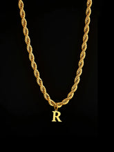 Männer Kordel Halskette gold mit Buchstaben Anhänger - Lymaja