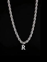 Männer Kordel Halskette silber mit Buchstaben Anhänger - Lymaja