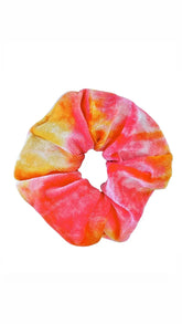Samt Scrunchie in Rot-Orange mit Farbverlauf – Red Sunset von LYMAJA