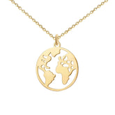 Travel Halskette mit Weltkarten-Anhänger in Gold - LYMAJA