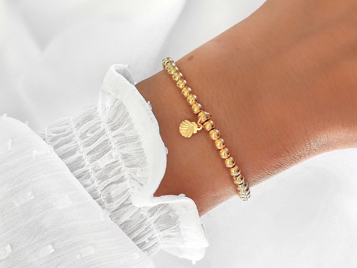 Gold Muschel Perlenarmband von Lymaja