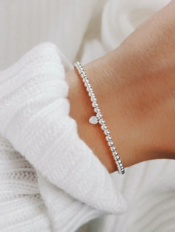925 Silber Perlenarmband mit Zirkon Herzanhänger von Lymaja