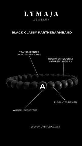 Lymaja Partnerarmband mit Wunsch Namen personalisiert in schwarz mit Natursteinperlen