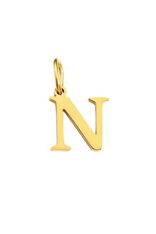 Buchstabe Charm Halsketten Anhaenger N in Gold von Lymaja