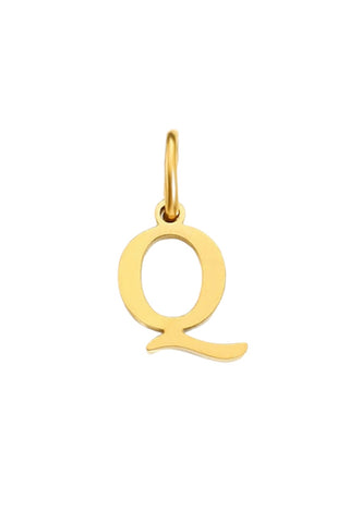 Buchstabe Charm Halsketten Anhaenger Q in Gold von Lymaja