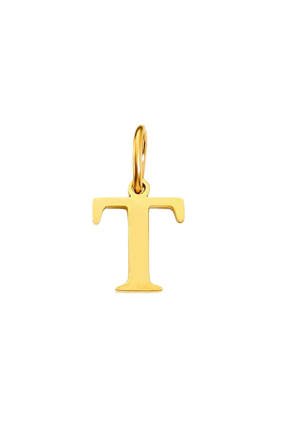 Buchstabe Charm Halsketten Anhaenger T in Gold von Lymaja