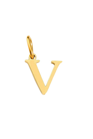 Buchstaben Charm V Halsketten Anhaenger in gold aus Edelstahl für Frauen von Lymaja Lymaja