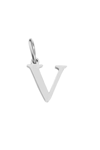 Buchstaben Charm V Halsketten Anhaenger in Silber aus Edelstahl von Lymaja Jewelry