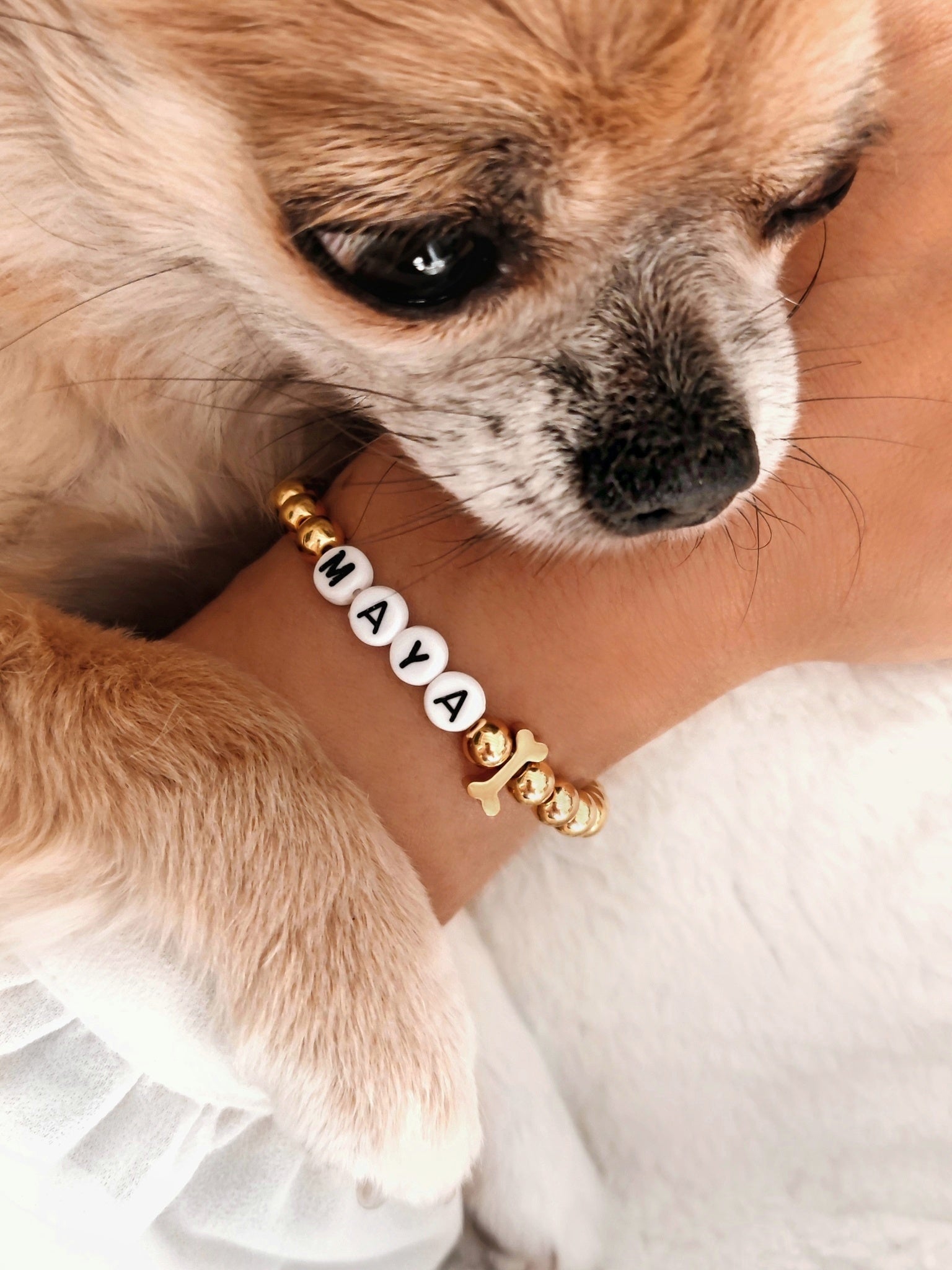 Perlenarmband mit Hunde Name Lymaja