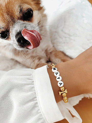 Perlenarmband mit Hunde Name Lymaja