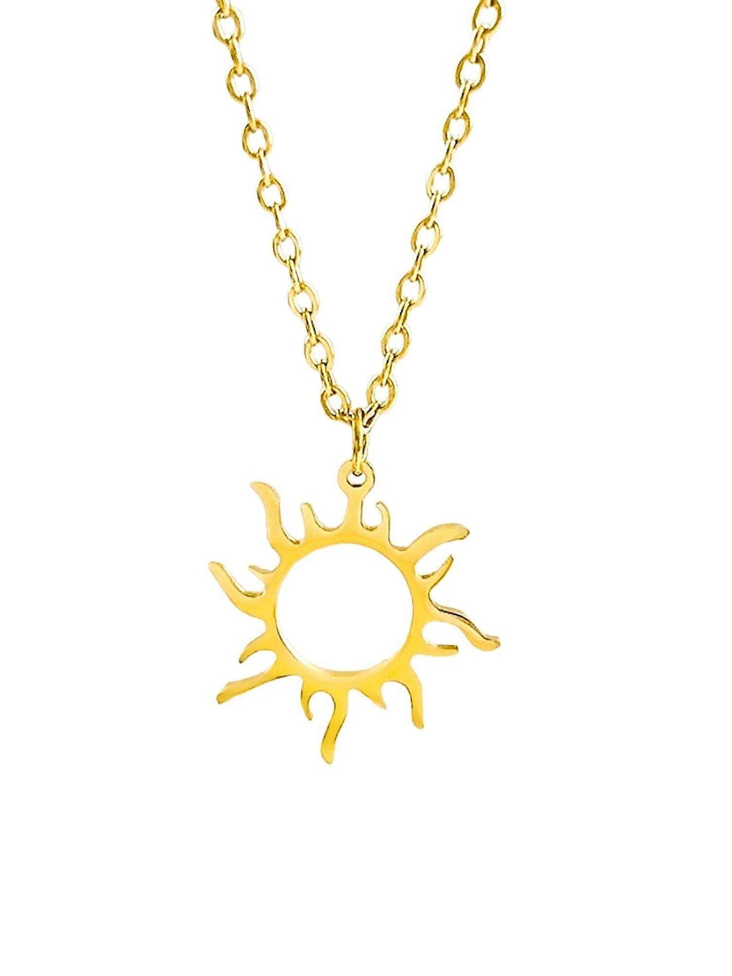 Shiny Sun Halskette mit einem Sonnen Motiv in gold von Lymaja