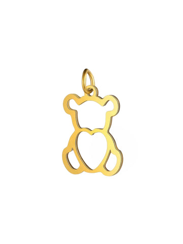 Bär Charm Anhänger mit einem Herz für Halsketten in gold aus 316L Edelstahl von Lymaja Jewerly 