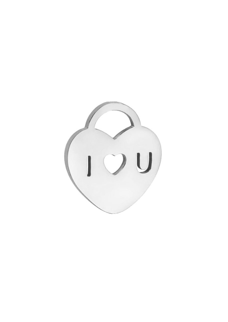 I love You Herz Charm Anhänger für Halsketten in silber von Lymaja