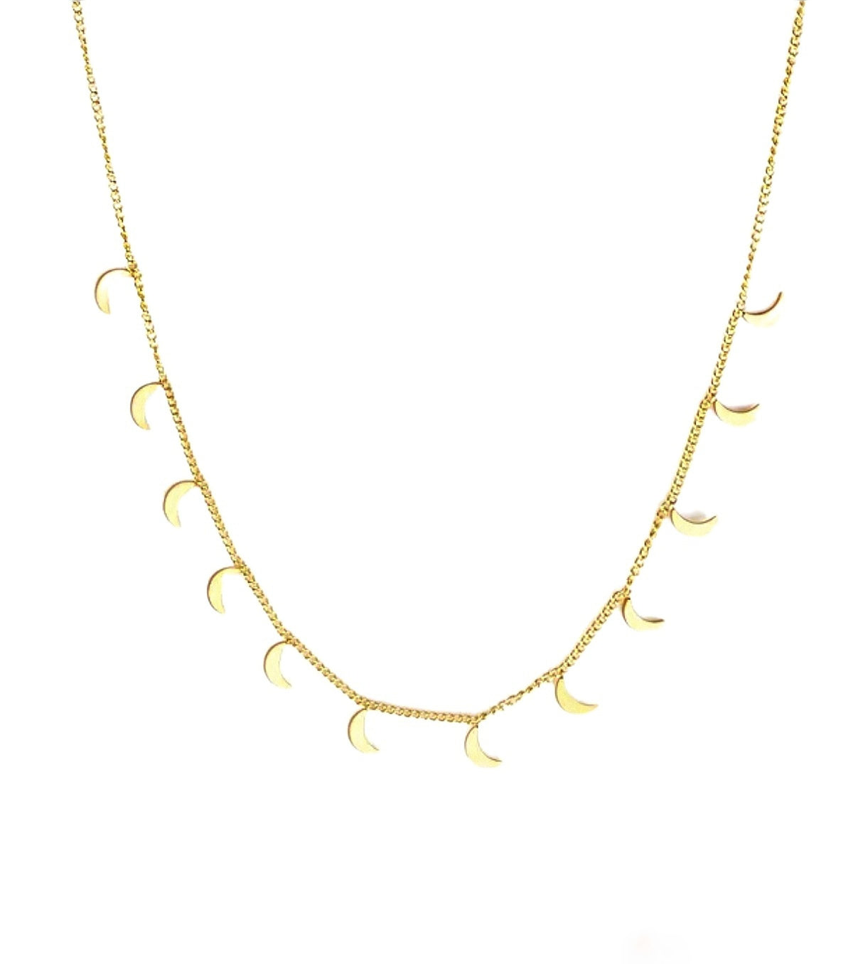 Halskette mit kleinen Mond Anhängern als Choker in gold von Lymaja