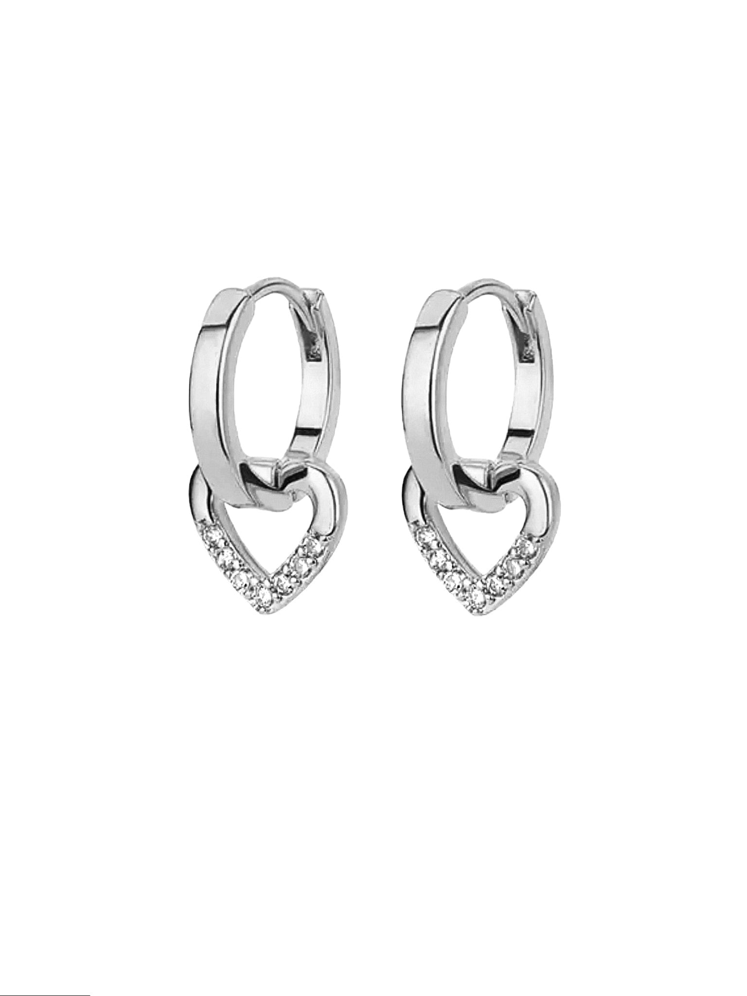 Lovely Heart Hoops Zirkon Herz Ohrringe in silber aus Edelstahl von Lymaja Jewelry 