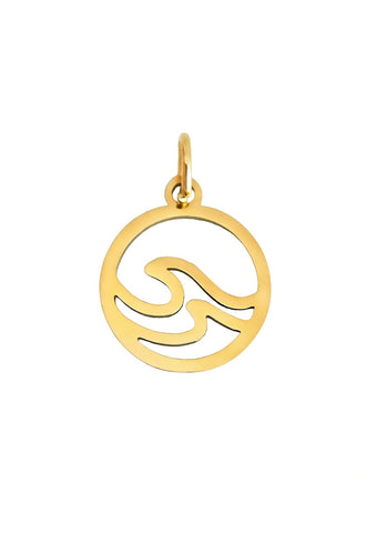 Beach Waves Charm Anhaenger mit Strand Wellen in gold aus Edelstahl von Lymaja Jewelry