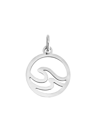 Beach Waves Charm Anhaenger mit Strand Wellen in silber aus Edelstahl von Lymaja Jewelry