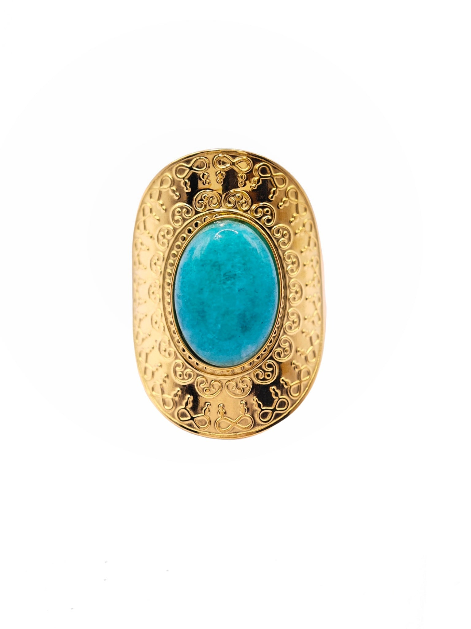 Lymaja Blue Orient GoldRing mit arabischen Ornament Muster