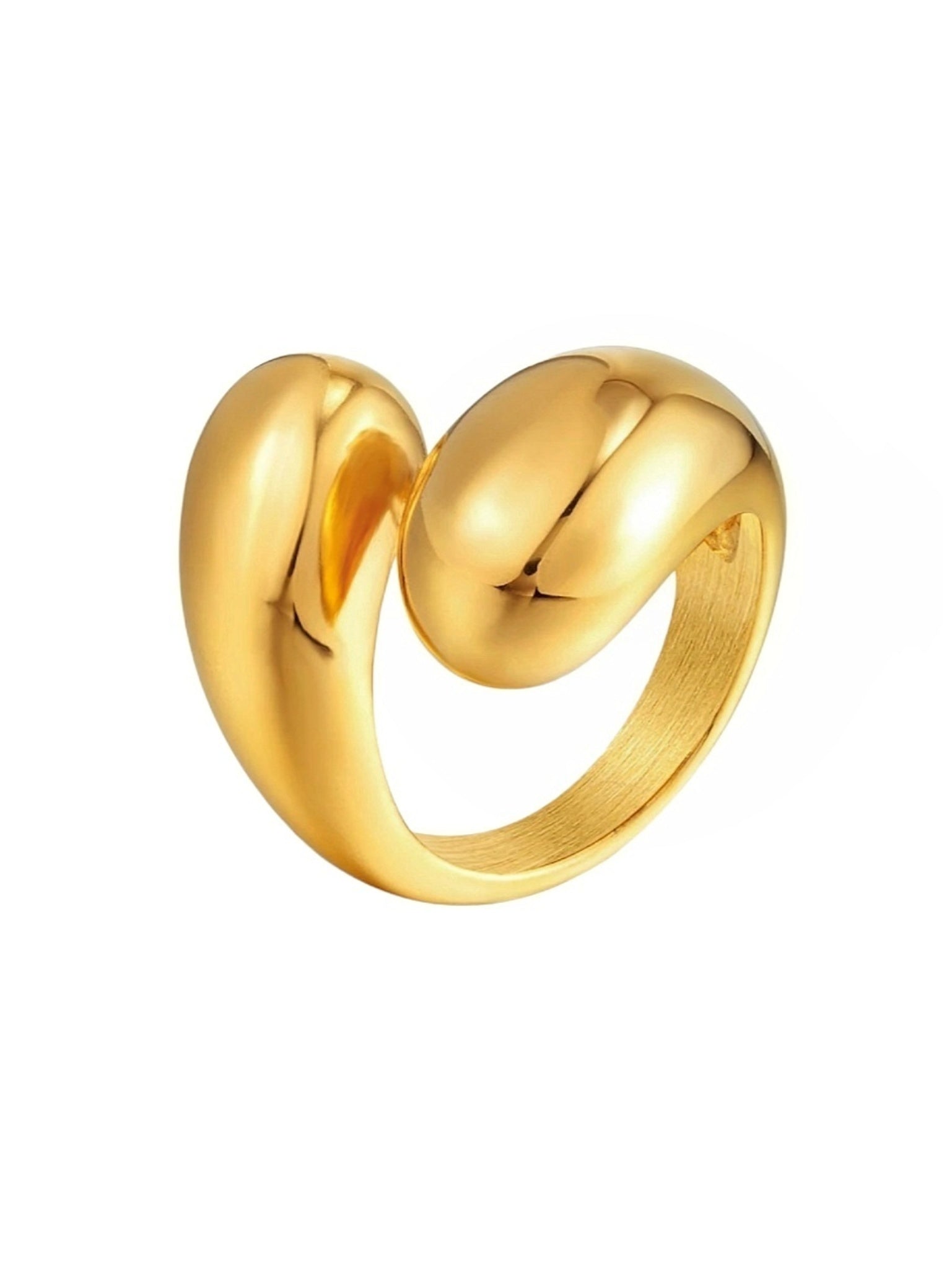 Double Drop Tropfen Ring Embrace aus 18k Edelstahl vergoldet von Lymaja Jewelry 