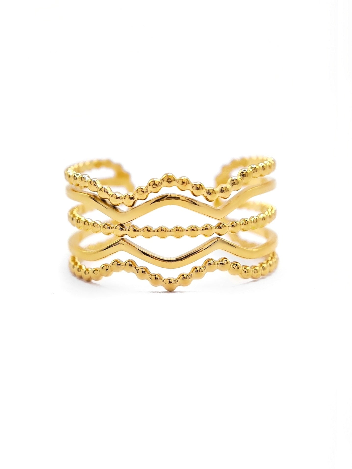 Lymaja Lisha Struktur Ring mit Wellen Muster in gold