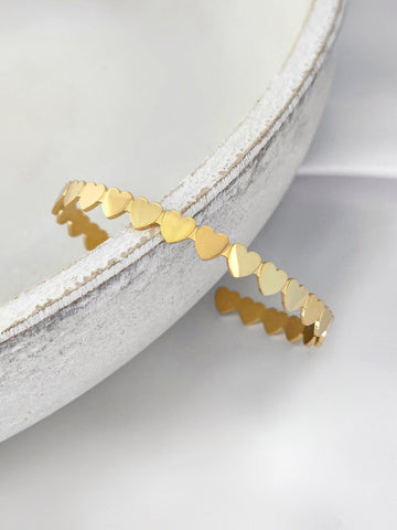 Lymaja Lovely Herz Armreif verstellbarer Bangle mit vielen Herz Mustern in gold