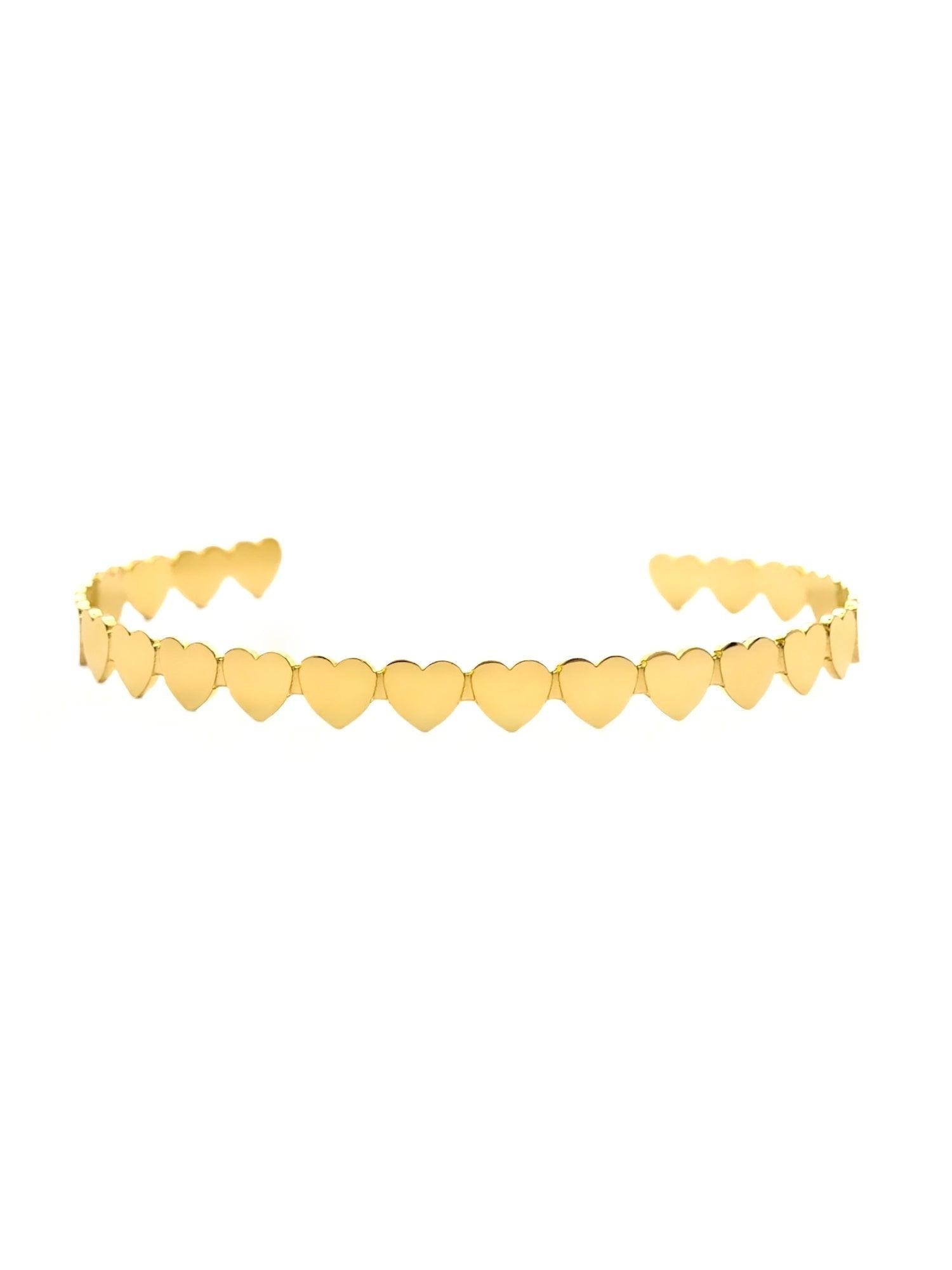 Lymaja Lovely Herz Armreif verstellbarer Bangle mit vielen Herz Mustern in gold