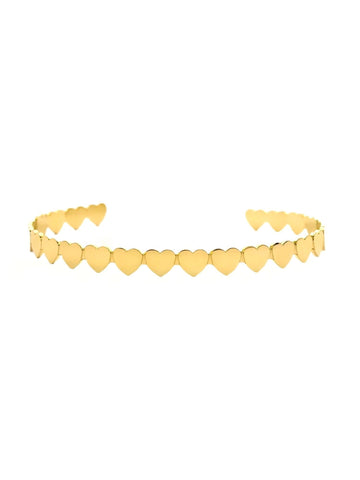 Lymaja Lovely Herz Armreif verstellbarer Bangle mit vielen Herz Mustern in gold