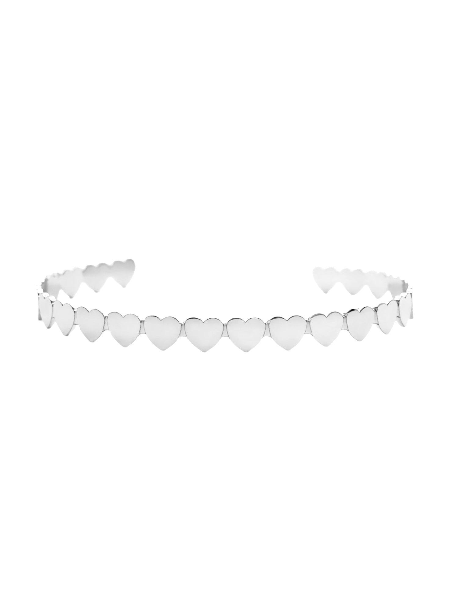 Lymaja Lovely Herz Armreif verstellbarer Bangle mit vielen Herz Mustern in silber