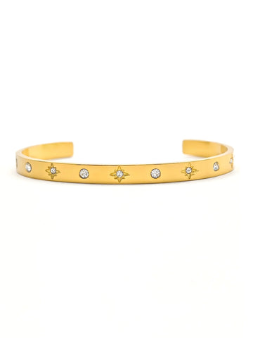 Malaika Stern Armreif mit Zirkon verstellbar in gold aus Edelstahl von Lymaja Jewelry 