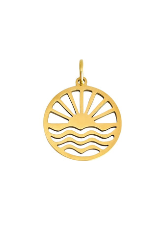 Lymaja Ocean Beach Anhaenger mit Sonne Stern und Wellen Motiv in gold