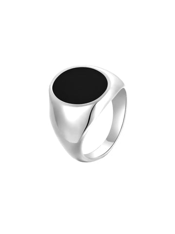 Lymaja Black Plate Siegel Ring in Silber aus 316L Edelstahl