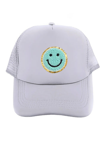 Lymaja Trucker Cap mit Smiley in Hellgrau Blau