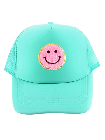 Trucker Cap Mint mit rosa Smiley