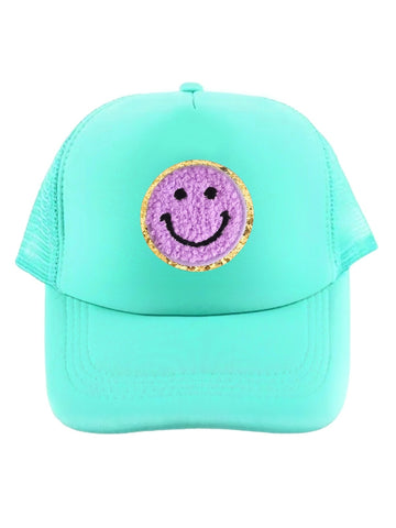 Trucker Cap Mint mit lila Smiley