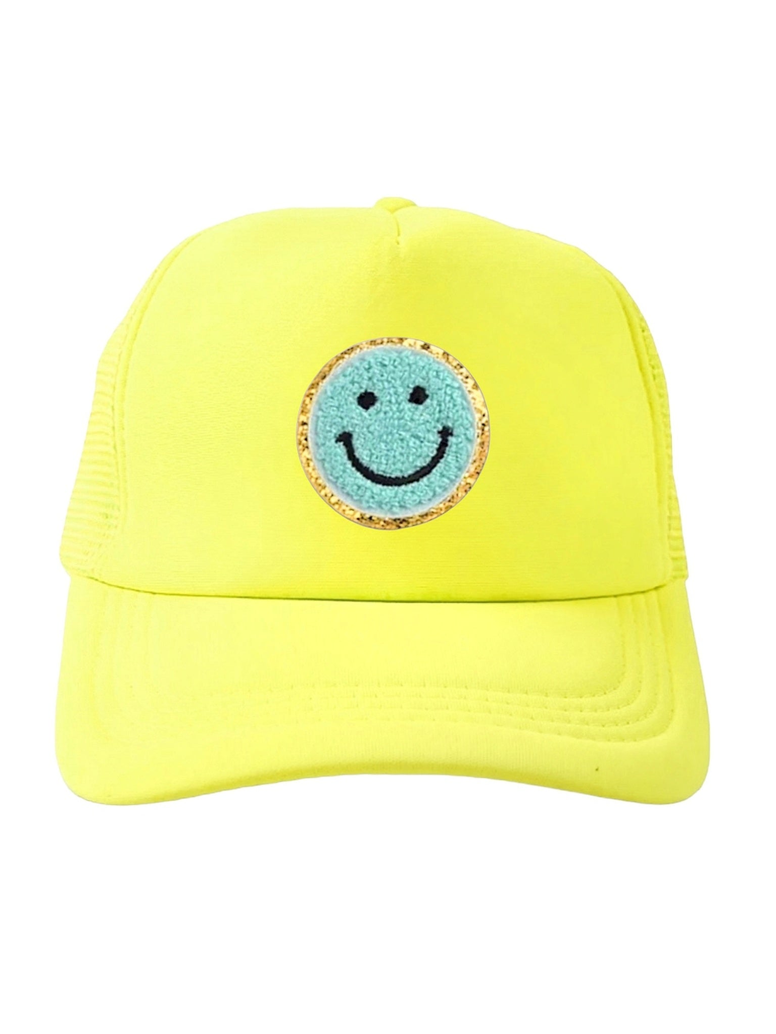 Lymaja Trucker Cap in Neon Gelb mit blauen Smiley