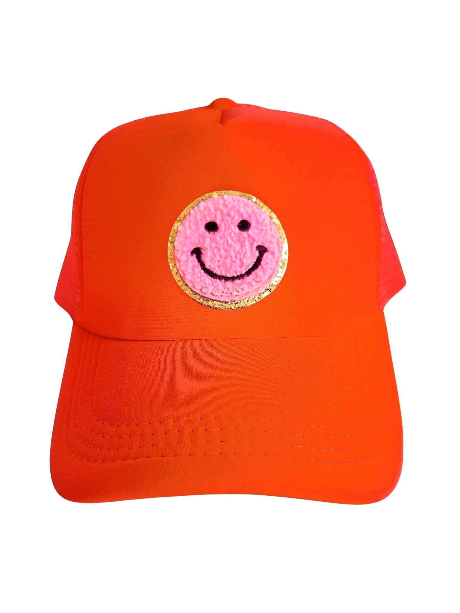 Lymaja Trucker Cap mit rosa Smiley in Neon Orange