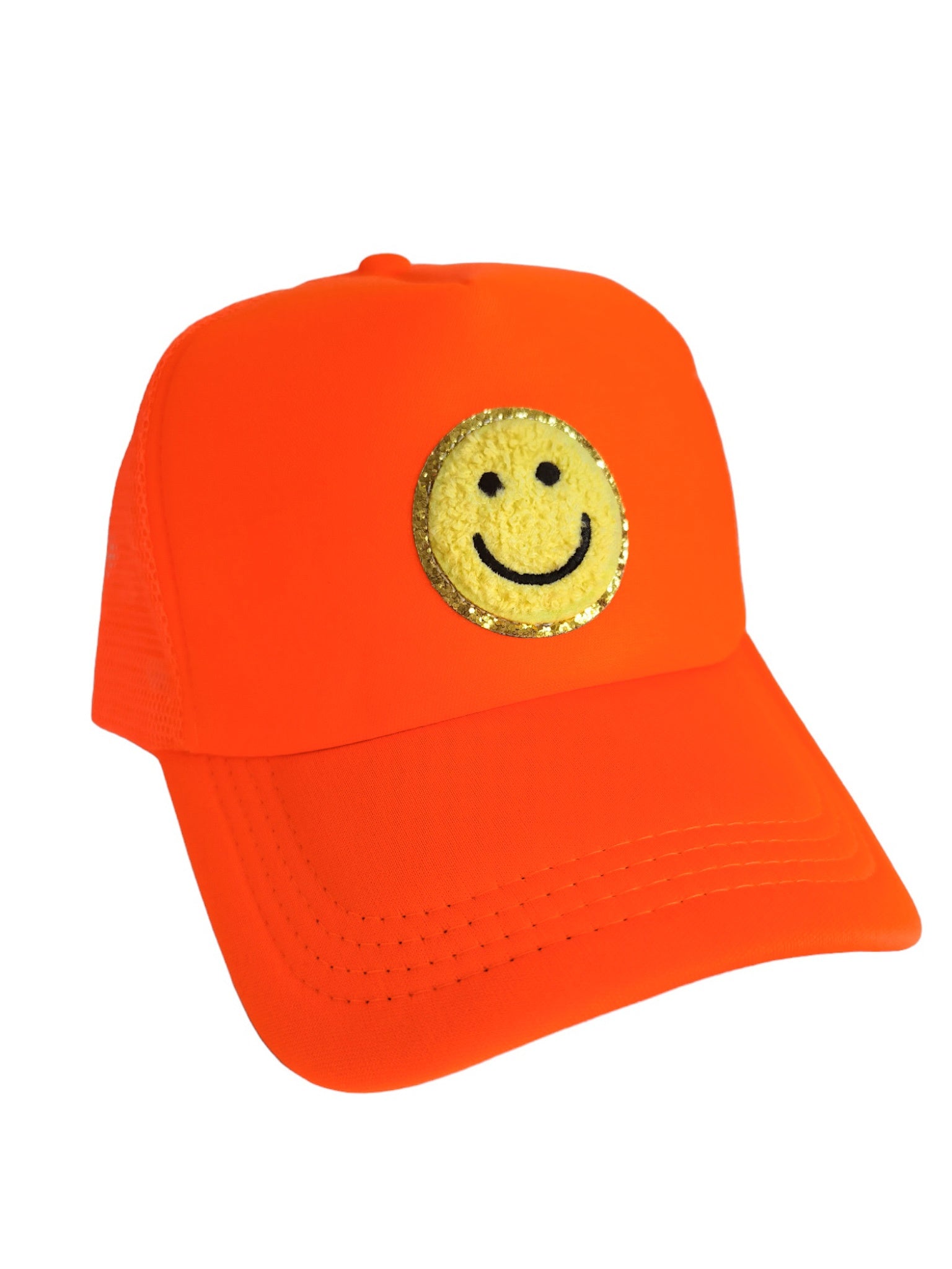 Lymaja Trucker Cap mit gelben Smiley in Neon Orange