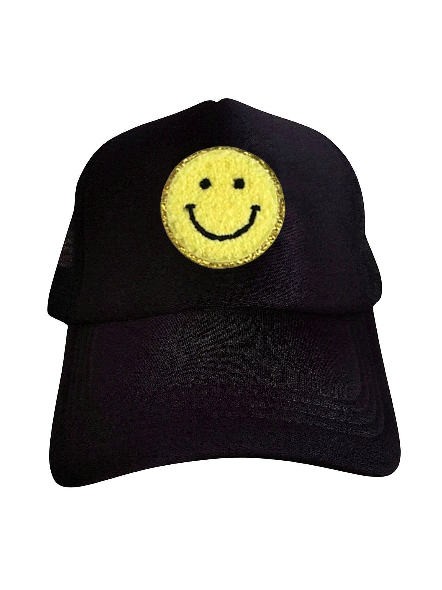 Lymaja Trucker Cap mit Smiley in Schwarz mit gelben Smiley